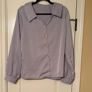 Lavender/GrayButton-Up Blouse